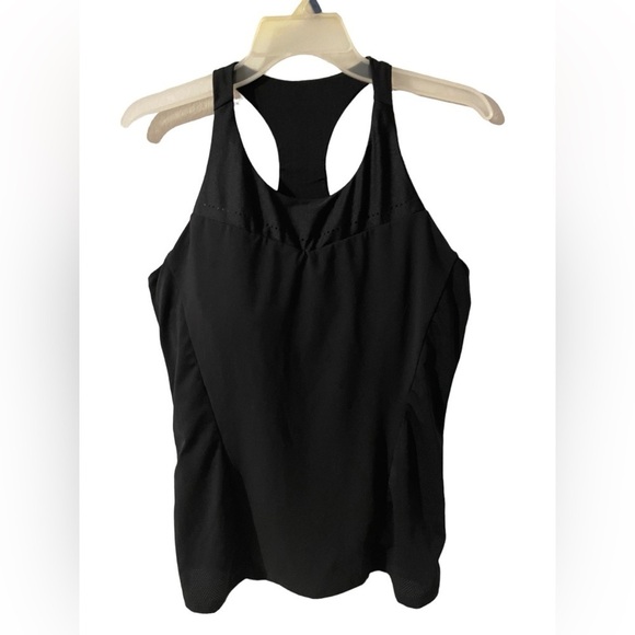 Fabletics Women's Black Alba Racerback Fitted Workout Tank Top - Picture 2 of 4